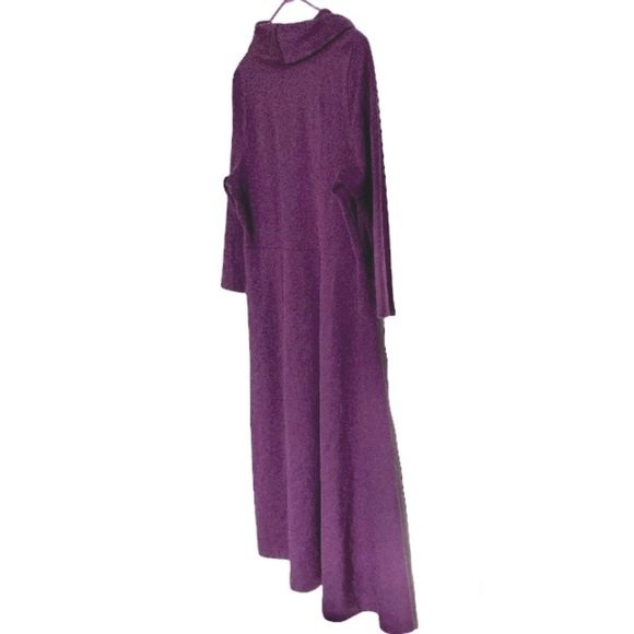 LANDS END Jersey Sweater Dress Purple Eggplant 3/4 Sleeve Medium Petite - Picture 8 of 13